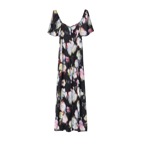 Gaelle Abito lungo Abito Donna lungo con fantasia Nero multi P25 - GAELLEGAABW04003 - NERO - 42 - Francavilla Moda